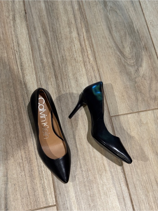 Calvin Klein Shoes - Calvin Klein Black Pointed Toe Leather High Heels